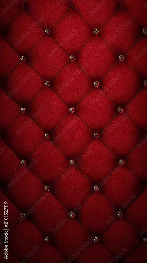 Obraz premium Luxurious red tufted velvet upholstery seamless background with elegant diamond pattern