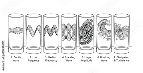 фотографія Wave Physics Visuals: 7 Stages of Water Motion, From Gentle Ripples to Breaking