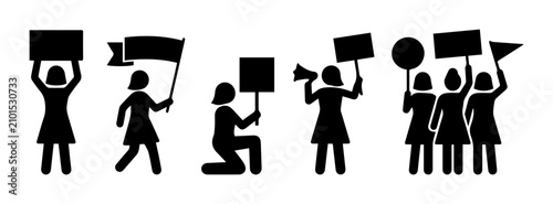 Photography Protest Icons, Demonstration Symbols, Activism Figures, Crowd Gathering, Social
