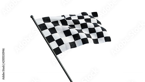 Checkered racing flag isolated. Waving finish line banner for motorsport competition.