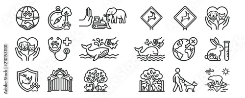 Animal Welfare Icon Set For Wildlife Protection And Pet Care Vector Illustrations