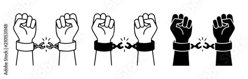 Foto Breaking Chains, Freedom Symbolism: Hands Escaping Shackles, Diverse Representat