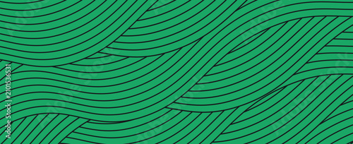 farm green banner, organic abstract background with fields. wavy green lines, natural organic products. ecology background. striped farmer green Pattern. vector