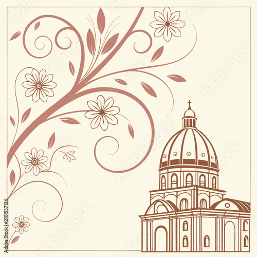 Obraz na plátně Elegant building with a dome and intricate architectural details surrounded by f