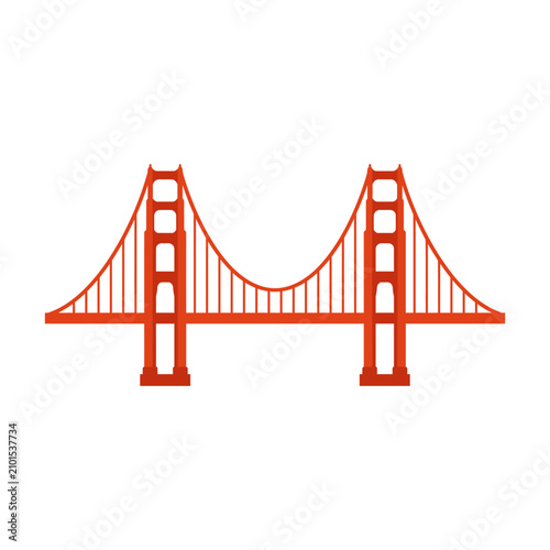 Golden Gate Bridge flat vector icon illustration