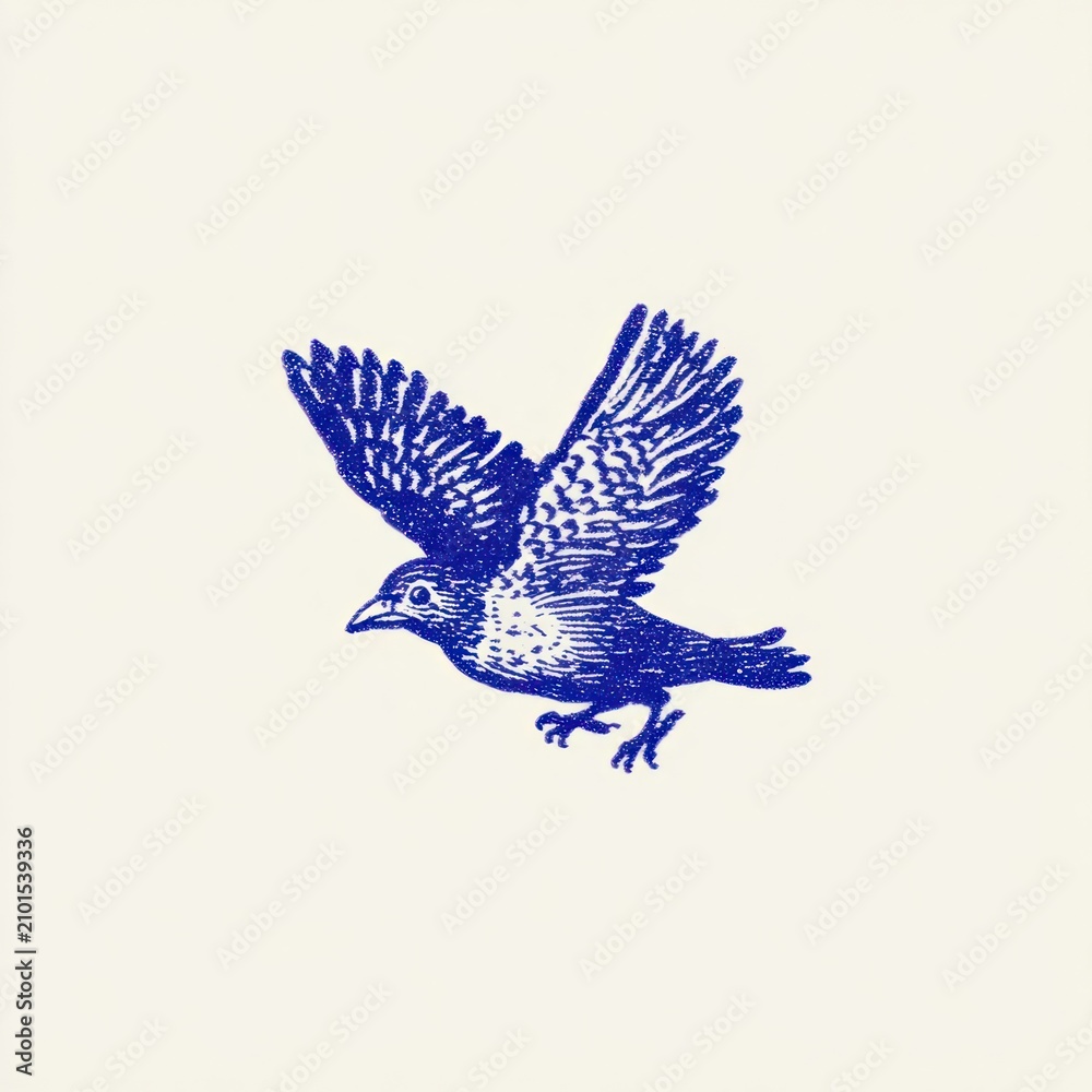 Fototapeta premium Vintage blue bird illustration