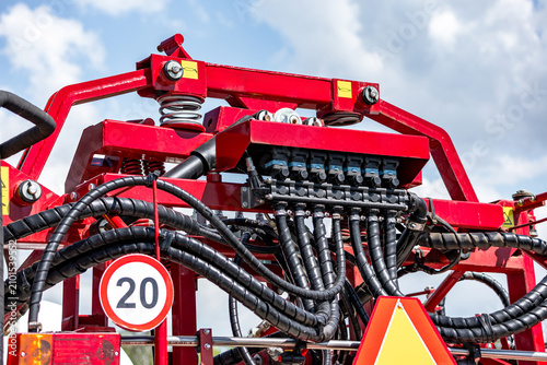 Obraz na plátne Agricultural seed drill distribution block for pneumatic sowing machinery