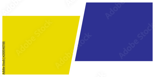 Fotografía Modern minimalist abstract geometric background with skewed yellow and dark blue color block shapes separated by a diagonal white line