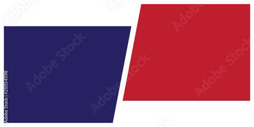 Cuadro en lienzo Modern minimalist abstract geometric background with skewed navy blue and deep red color block shapes separated by a diagonal white line