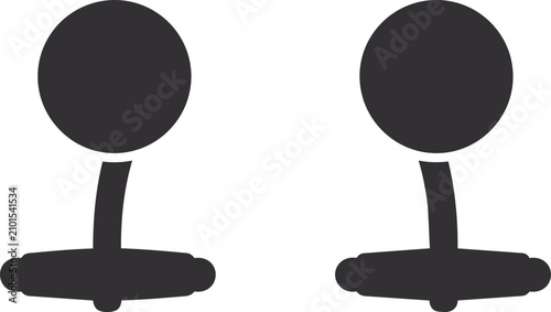 Tableau sur toile Minimal solid black cufflink pair icon, ideal for formal wear branding, men’s fa