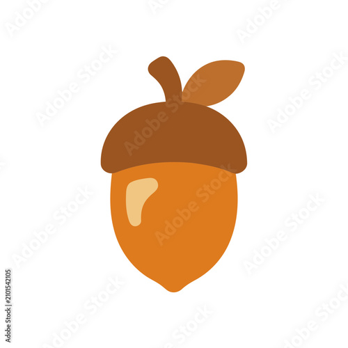 Acorn with leaves and cap