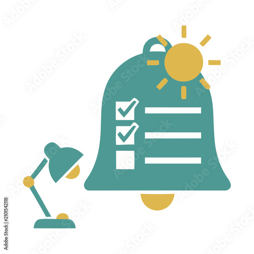 Bell with checklist and desk lamp icon