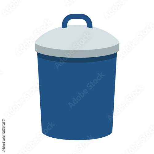 Blue trash can with lid