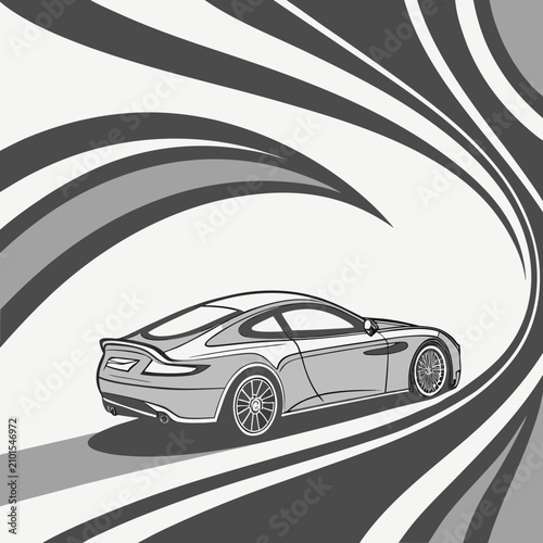 Fotografie Sport car illustration with motion lines and abstract background high performanc