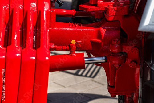 Tableau sur toile Agricultural tractor front axle steering hydraulic cylinder