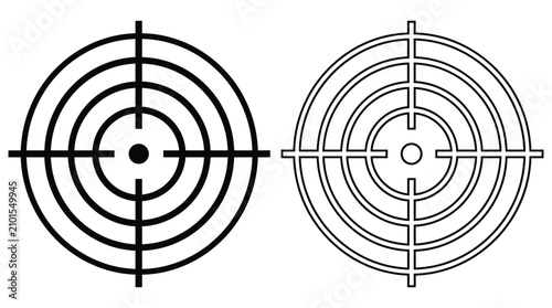 Foto Target reticle with concentric circles black and white line art illustration