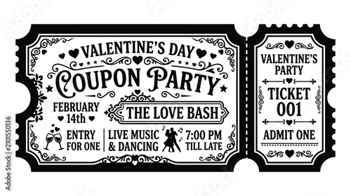 Photos Valentine s day coupon and ticket design ornate floral vector illustration