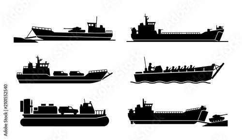 Photos Military Landing Craft Silhouettes, Naval Transport Vessels, Amphibious Assault