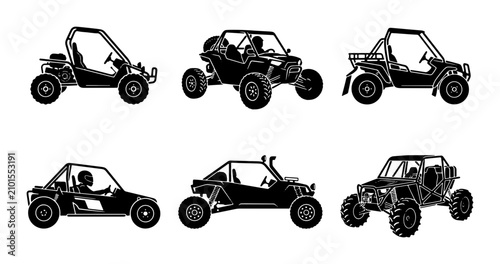 Obraz na płótnie Off-Road Buggy Collection, Dune Buggy Vector Set, All-Terrain Vehicle Icons, Out
