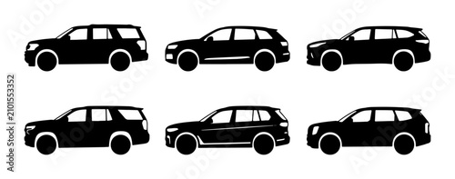 Foto SUV and Station Wagon Vector Icons: Modern Vehicle Silhouettes for Transport and