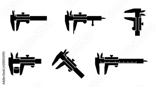 Bild auf Leinwand Calipers Set, Precision Measuring Tools, Engineering Instruments, Technical Icon
