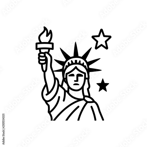 Statue of Liberty New York Landmark Line Icon