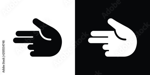 Quadro su tela Hand pointing finger direction icon on black and white backdrops