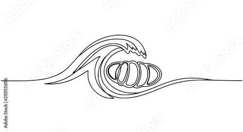 Bild auf Leinwand Continuous line drawing of a life preserver ring tossed by a wave