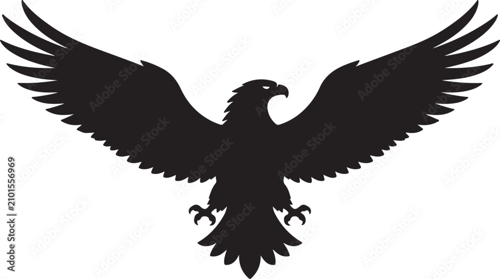 Fototapeta premium Eagle.epsBlack Eagle Silhouette with Spread Wings Vector Graphic