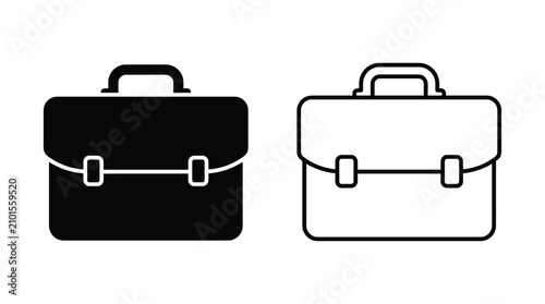 Quadro su tela Briefcase Silhouette Set Black And White Linear Illustration Silhouette