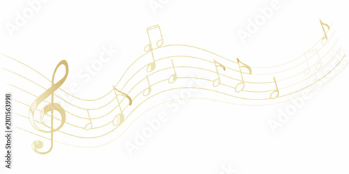 Photos Golden musical notes and treble clef elegant vector illustration on white backgr