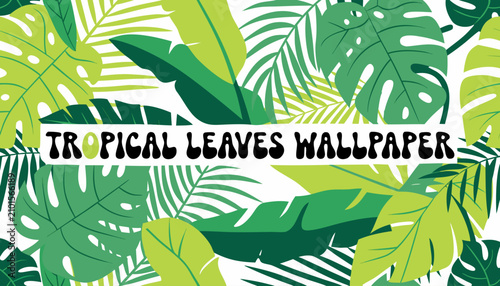 Foto Very beautiful realistic vector illustration of a seamless BOTANICAL TROPICAL LE