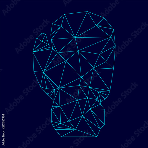 Obraz na plátně Boxing glove low poly triangulation triangulated polygonal electric cyan blue vi