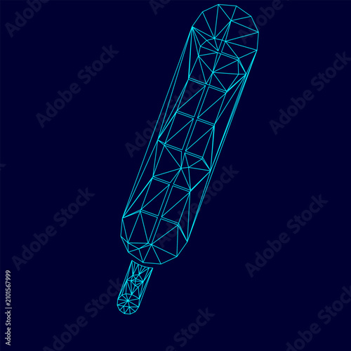Bild auf Leinwand Medical thermometer low poly triangulation triangulated polygonal electric cyan