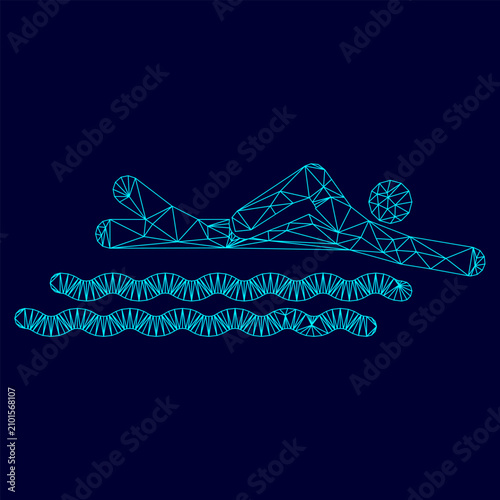 Fotografie Swimming person stick low poly triangulation triangulated polygonal electric cya