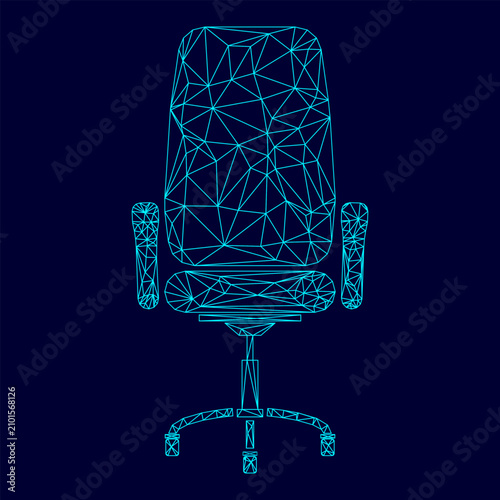 Fotografie Office chair low poly triangulation triangulated polygonal electric cyan blue vi
