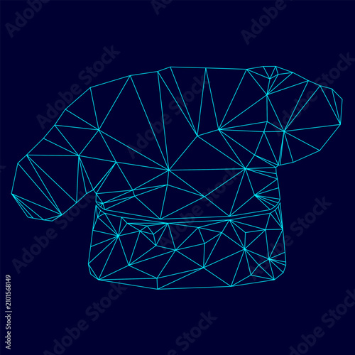 Foto Chef cooking hat low poly triangulation triangulated polygonal electric cyan blu