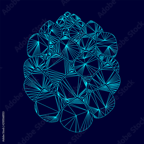 Obraz na płótnie Hop low poly triangulation triangulated polygonal electric cyan blue vibrant aqu