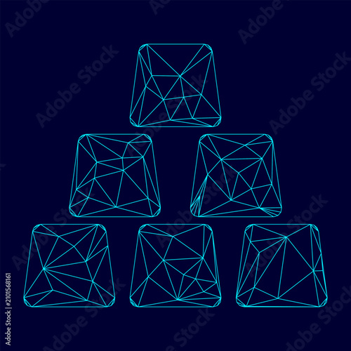 Obraz na płótnie Gold bar low poly triangulation triangulated polygonal electric cyan blue vibran