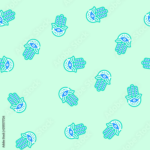 Obraz na plátně hamsa hand jewish vector seamless pattern hamsa hand jewish sign illustration