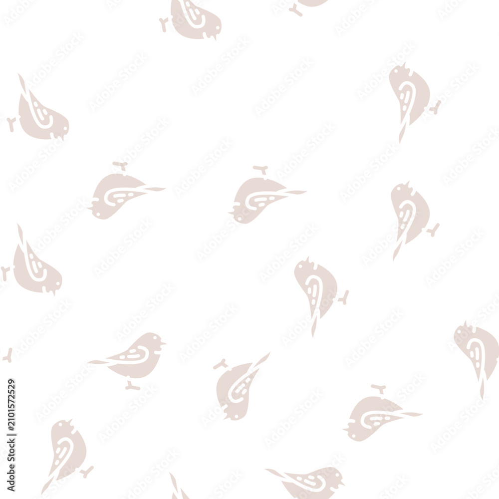 Obraz premium wren bird glyph vector seamless pattern. wren bird signthin illustration