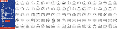 Foto Doodle Style Briefcase Icons Including Office Bags, Laptop Cases, Leather Handle