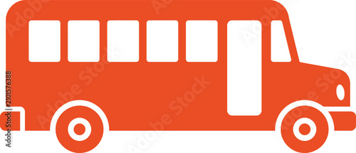 Cuadro en lienzo Red school bus icon, flat vector illustration simple graphic symbol of a bus for