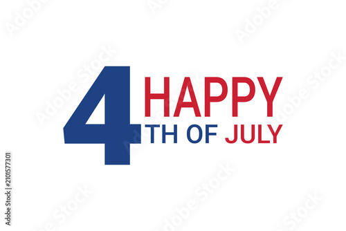Happy 4th of July Typography Vector Design with USA Independence Day Celebration Text on White Background