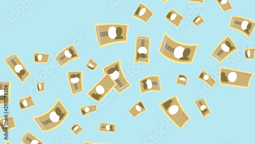 Falling Japanese Banknotes Background Illustration