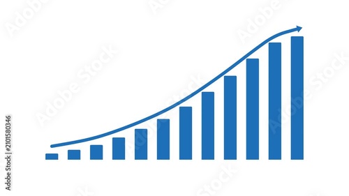 business graph with arrow on white background
