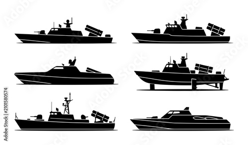 Fotografija Military Patrol Boats, Missile Speedboats, Naval Vessels, Marine Combat Craft Si