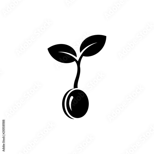 Seedling icon, growing plant sprout from seed, simple vector illustration