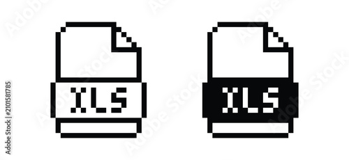 pixel art XLS File format icon. pixel art XLS Document format file icon.