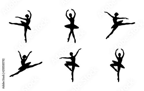 Bild auf Leinwand Ballet Dancer Silhouettes, Elegant Poses Collection, Graceful Female Performers